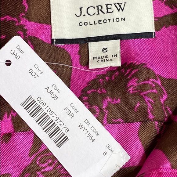 J.Crew Collection silk shirt sleepy lions Fuchsia Women’s Size 6 NWT - Picture 11 of 16